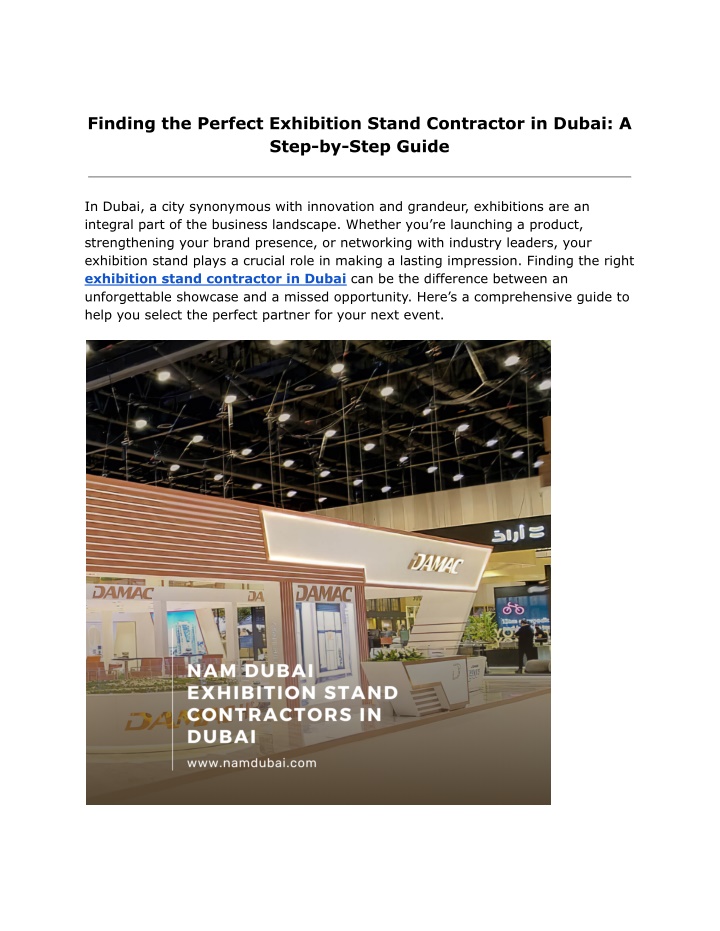 finding the perfect exhibition stand contractor