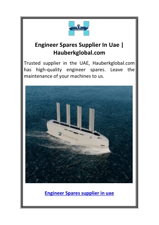 Engineer Spares Supplier In Uae  Hauberkglobal.com