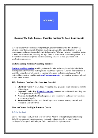 Choosing the Right Business Coaching Services to Boost Your Growth