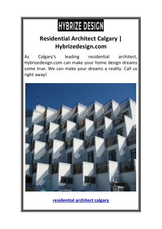 Residential Architect Calgary  Hybrizedesign.com