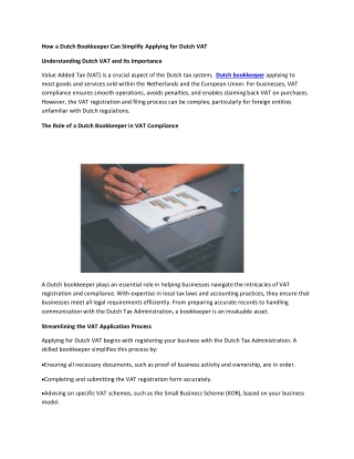 how a dutch bookkeeper can simplify applying