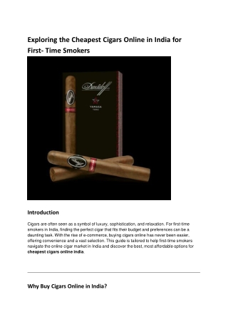 exploring the cheapest cigars online in india