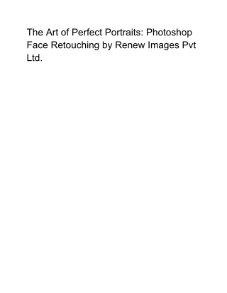 Top-Quality Photo Retouching Services from Renew Images Pvt Ltd.