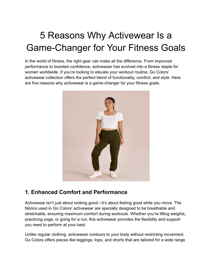 5 reasons why activewear is a game changer