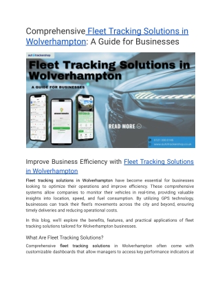 Comprehensive Fleet Tracking Solutions in Wolverhampton_ A Guide for Businesses