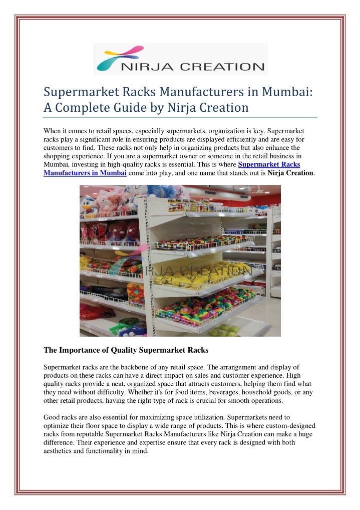 supermarket racks manufacturers in mumbai