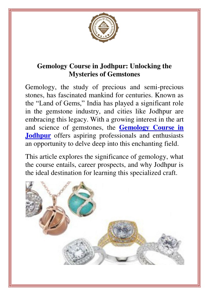 gemology course in jodhpur unlocking