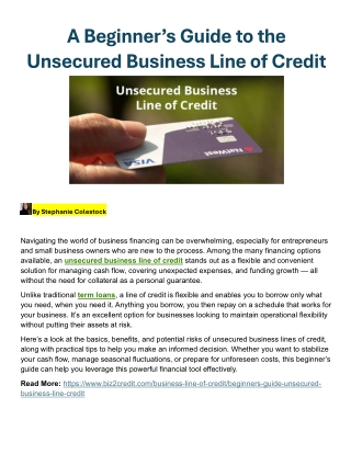 a beginner s guide to the unsecured business line