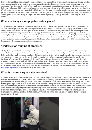 Casino Games - Exploring the Thrills and Strategies in Modern Gaming