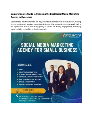 Comprehensive Guide to Choosing the Best Social Media Marketing Agency in Hyderabad