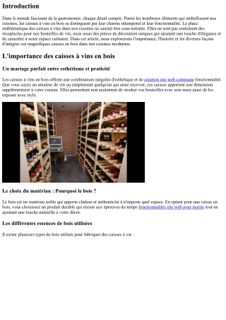La place emblématique des caisses à vins dans nos cuisines