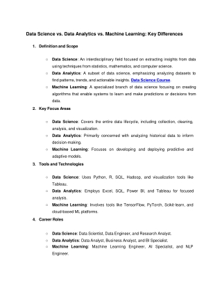 data science vs data analytics vs machine