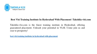 best vlsi training institute in hyderabad with