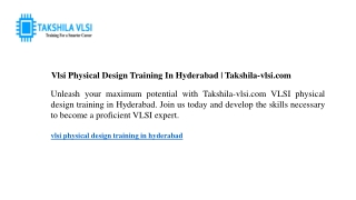 vlsi physical design training in hyderabad