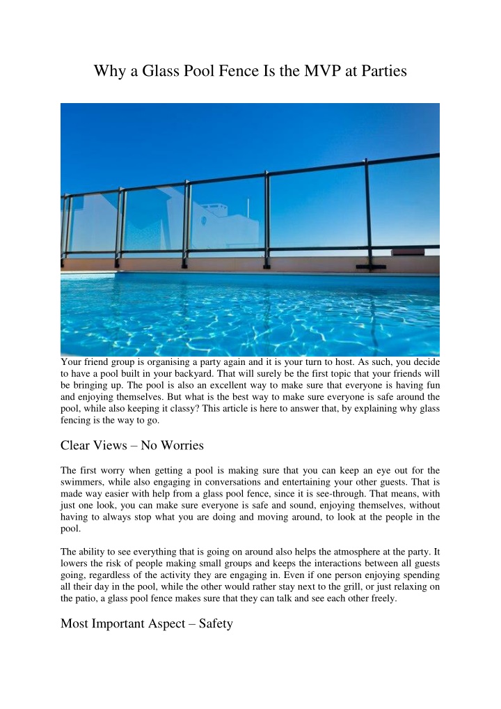 why a glass pool fence is the mvp at parties