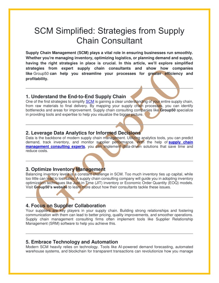 scm simplified strategies from supply chain