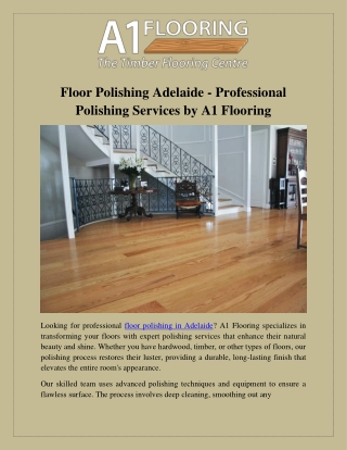 Floor Polishing Adelaide - Professional Polishing Services by A1 Flooring