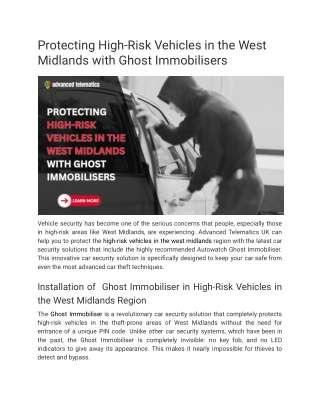 protecting high risk vehicles in the west