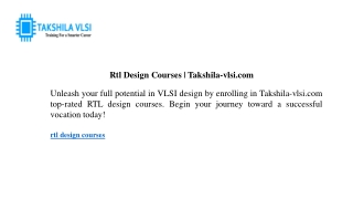 rtl design courses takshila vlsi com