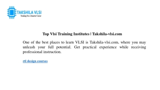 top vlsi training institutes takshila vlsi com