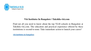 vlsi institutes in bangalore takshila vlsi com