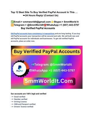 Top 12 Best Site To Buy Verified PayPal Account In This …