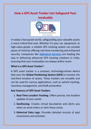 How a GPS Asset Tracker Can Safeguard Your Invaluable