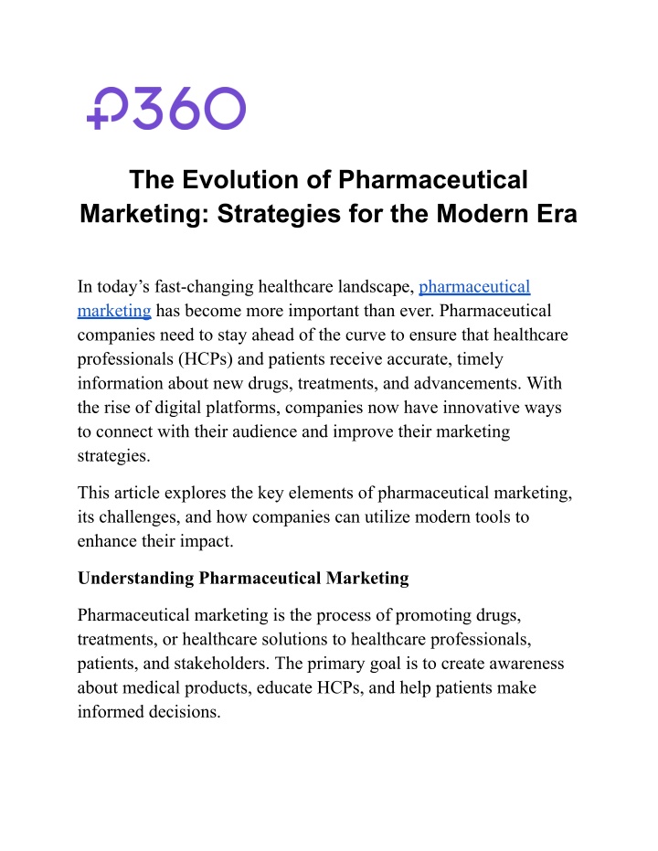 the evolution of pharmaceutical marketing