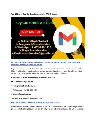 Top 3 Sites to Buy Old Gmail Accounts In (PVA & Aged)
