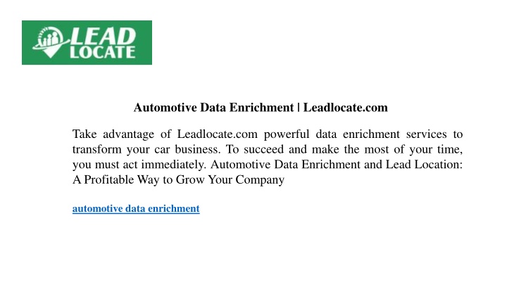 automotive data enrichment leadlocate com