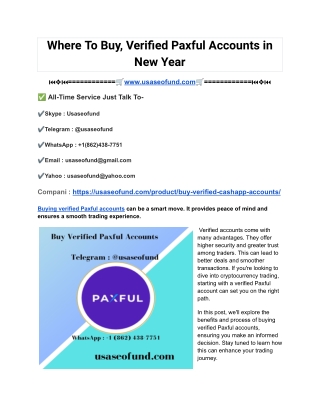 Where To Buy, Verified Paxful Accounts in New Year