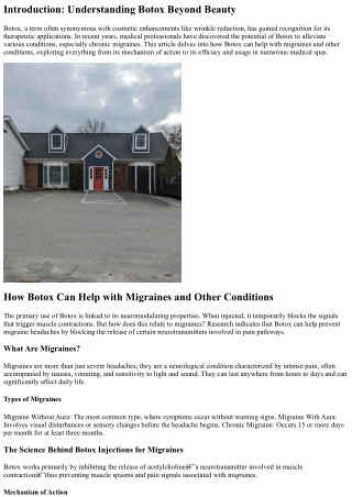 “How Botox Can Help with Migraines and Other Conditions”