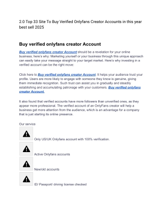 2.0 Top 33 Site To Buy Verified Onlyfans Creator Accounts in this year best sell 2025