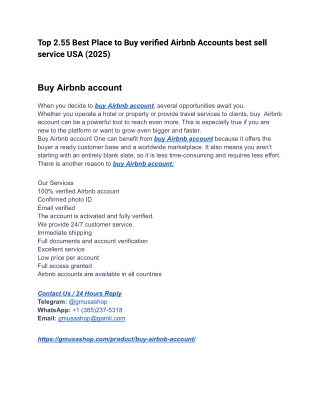 Top 2.55 Best Place to Buy verified Airbnb Accounts best sell service USA (2025)