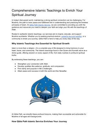 Comprehensive Islamic Teachings to Enrich Your Spiritual Journey