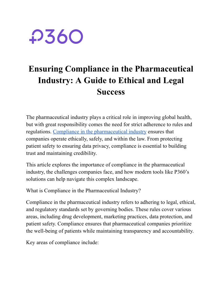 ensuring compliance in the pharmaceutical