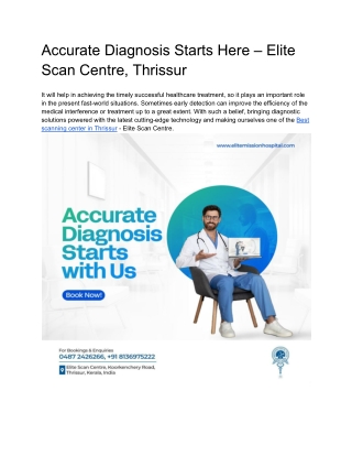 Accurate Diagnosis Starts Here – Elite Scan Centre, Thrissur