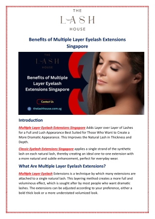 Benefits of Multiple Layer Eyelash Extensions Singapore