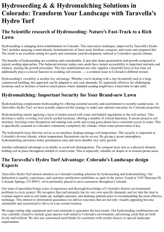 Taravellas Hydro Turf