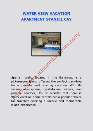 WATER VIEW VACATION APARTMENT STANIEL CAY