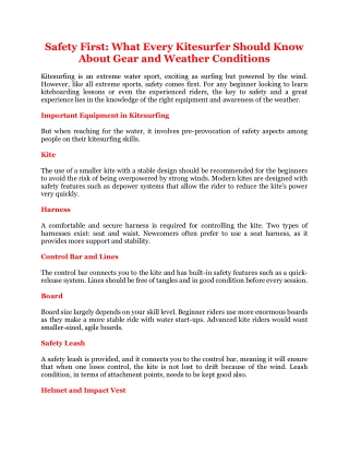 safety first what every kitesurfer should know
