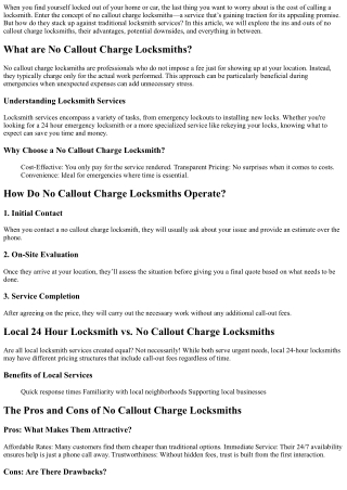 No Callout Charge Locksmiths: Are They Really Worth It?
