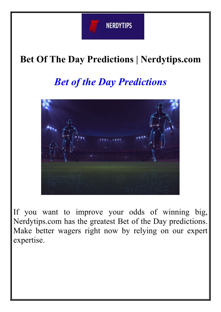 bet of the day predictions nerdytips com