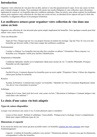 Les meilleures astuces pour organiser votre collection de vins dans une caisse e