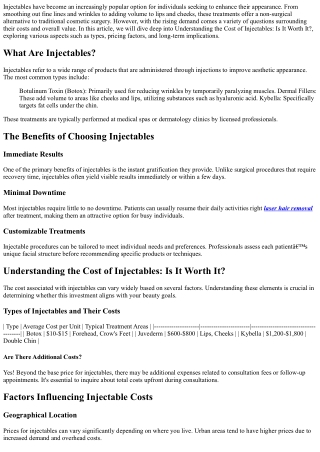 Understanding the Cost of Injectables: Is It Worth It?
