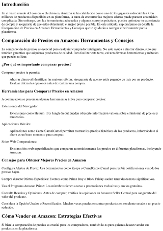 Comparación de Precios en Amazon: Herramientas y Consejos