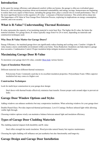 The Importance of R-Value in Your Garage Door Selection Process