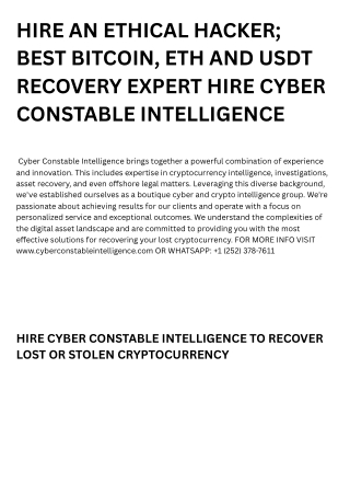 PPT - \BEST BITCOIN AND ETH RECOVERY EXPERT HIRE CYBER CONSTABLE