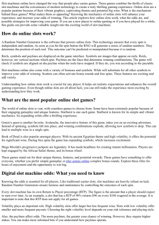 Popular Online Slots Exploring the thrill of Digital Gaming