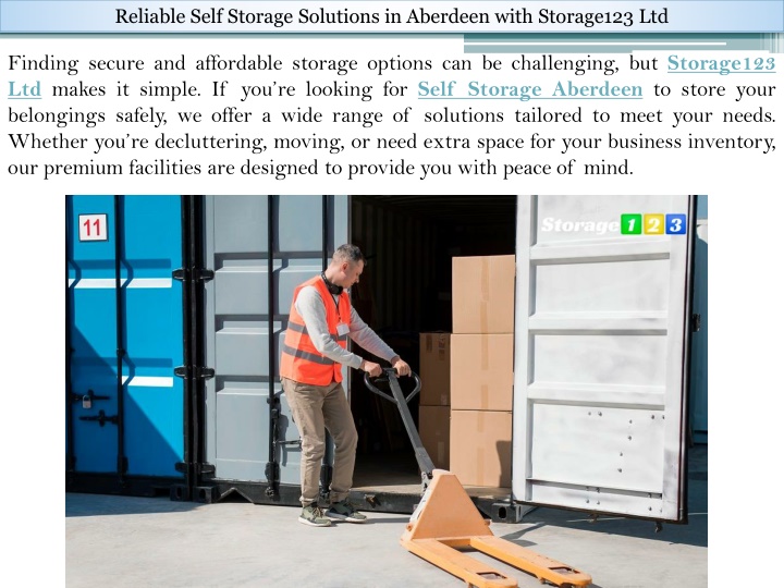 reliable self storage solutions in aberdeen with